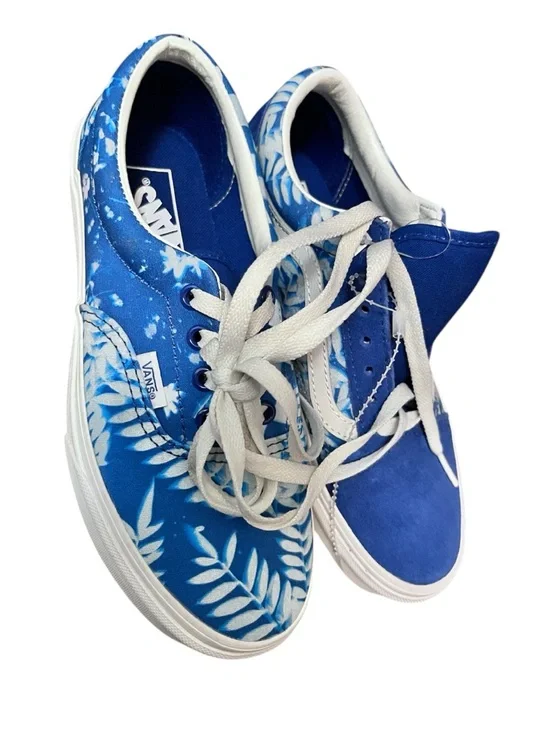 Vans Blue & White Leaf Print Low-Top Sneakers - Picture 1 of 7